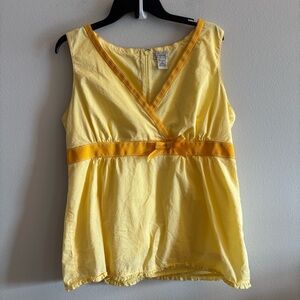 LL Bean Vintage Yellow Sleeveless Wrap Top Bow Size 16